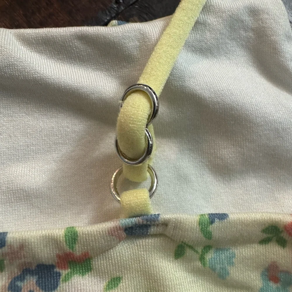 Anthropologie Floral Crop Cami Top in Yellow Straps Size L/XL - Picture 3 of 14